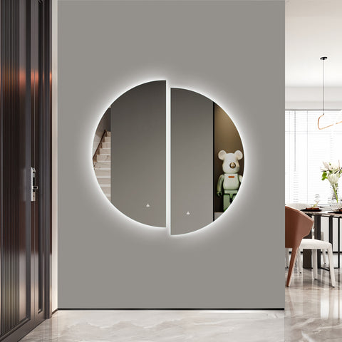 500x1000mm Motion Sensor Half Moon Shape Frameless Backlit Led Mirror Hallway Walk in Wardrobe  Bathroom Vanity mirror