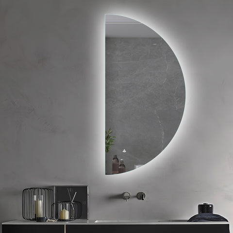 500x1000mm Motion Sensor Half Moon Shape Frameless Backlit Led Mirror Hallway Walk in Wardrobe  Bathroom Vanity mirror