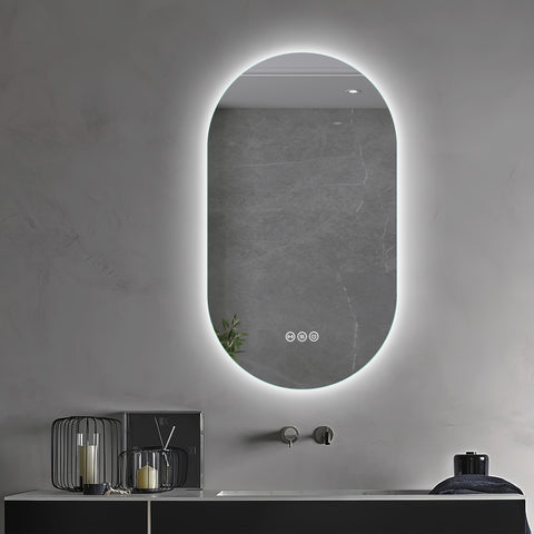 500x900mm Motion Sensor Switch Pill Shape Oval Frameless Backlit Led Mirror Bathroom Vanity Mirror