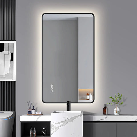 1200x700mm Motion Sensor Switch Rectangle Matt Black Frame Backlit Led Mirror Bathroom Vanity Mirror