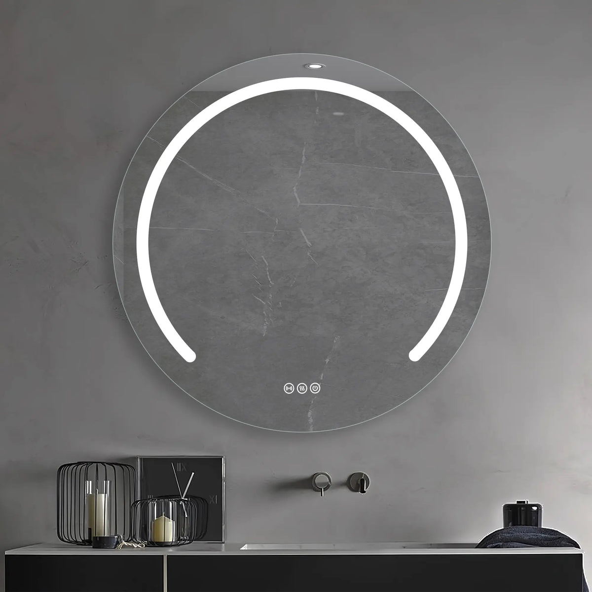 900mm Dia Motion Sensor Switch Round Frameless Front-lit Led Mirror Bathroom Vanity Mirror