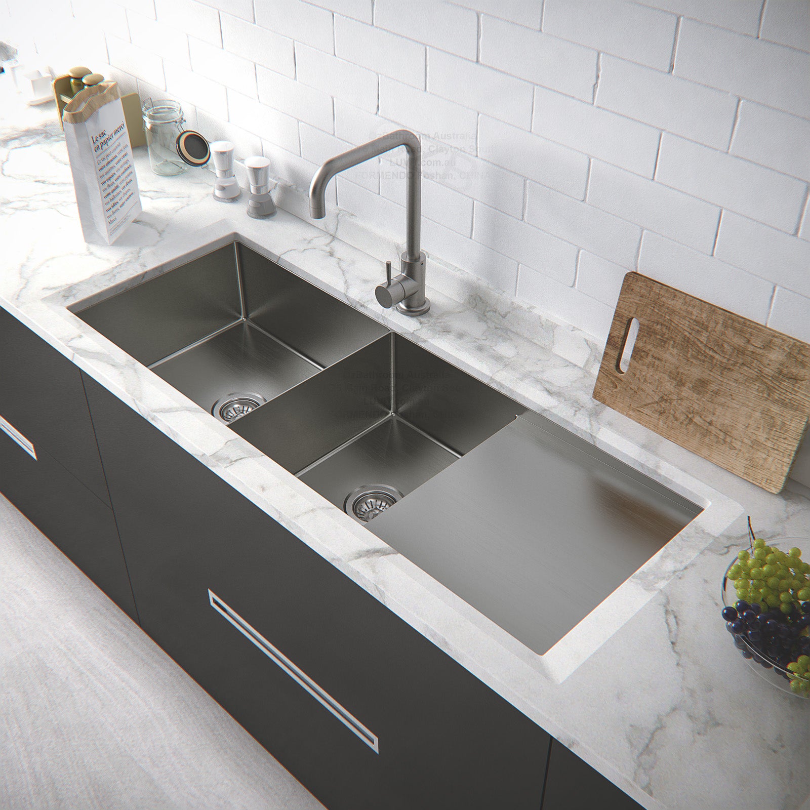 Pekoe® 35 x 18-Inch Stainless Steel Undermount Double-Bowl Kitchen Sink